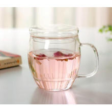 Heat Resistance Clear Glass Tea Cup with Infusion and Lid